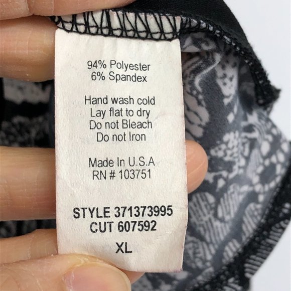 Brittany Black Grey Short Sleeve Abstract Layered Blouse size XL - Picture 3 of 16